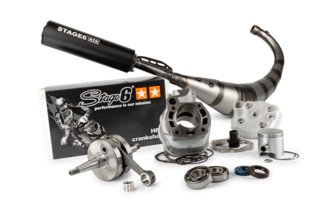 Virityssarja sylinteri + kampiakseli + pakoputkisto Stage6 Streetrace 88cc iskunvaimennin 45mm Minarelli AM6