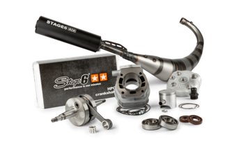 Virityssarja sylinteri + kampiakseli + pakoputkisto Stage6 Streetrace 88cc iskunvaimennin 45mm Derbi Euro 2