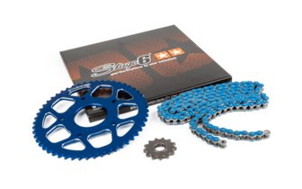 Ketjusarja 14x53 - 420 Stage6 alumiini CNC sininen Peugeot / Rieju