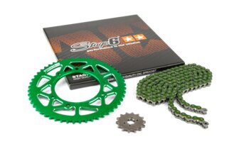 Ketjusarja 14x53 - 420 Stage6 alumiini CNC vihreä Derbi DRD Pro