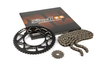 Ketjusarja 14x53 - 420 Stage6 alumiini CNC musta Derbi Senda X-treme