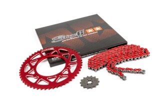 Ketjusarja 14x53 - 420 Stage6 alumiini CNC punainen Derbi Senda X-treme