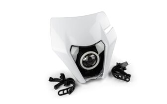 Enduro ajovalo STR8 Angel Eye RGB-renkaalla KTM EXC valkoinen