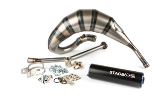 Pakoputkisto Stage6 Streetrace 70cc korkealle kiinnitetty CNC sininen/musta Derbi Senda
