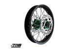 Rear Wheel alu 1.85x14" - CNC hub green w/ disc + sprocket YCF Factory Pitbike