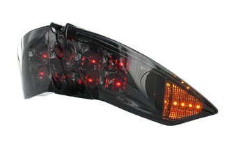 LED-takavalo STR8 vilkuilla, musta viiva, Peugeot Jetforce