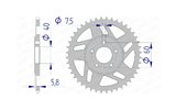 Rear Sprocket Afam 415 aluminium 44 teeth KTM 50