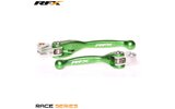 Lever Set RFX Race folding forged green YZ / KX 2001-2012