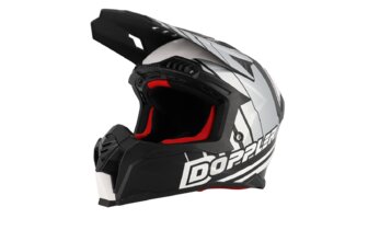 Motocross-kypärä Doppler musta / valkoinen / harmaa