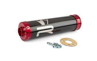 Äänenvaimennin KRM Carbon Hologram 70-90cc punainen