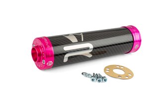 Äänenvaimennin KRM Carbon Hologram 70-90cc pinkki