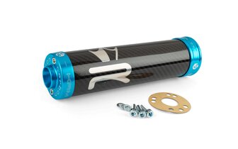 Äänenvaimennin KRM Carbon Hologram 70-90cc turkoosi