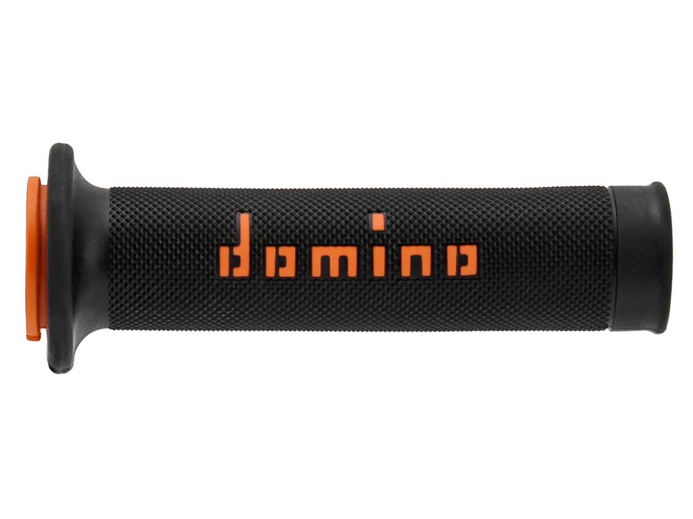 Musta ja oranssi Domino A010 Racing Gripit mopo varaosa kädensija.