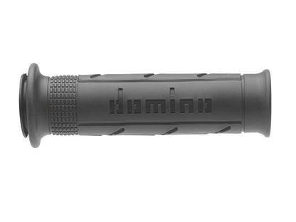 Musta Domino A250 Gripit mopo-varaosan kahva, karkeapintainen otealue.