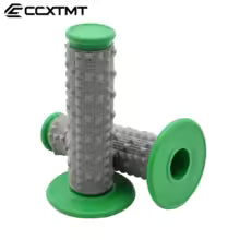 Harmaat mopo-ohjaustangon kumikahvat vihreillä päillä ja reunuksilla, nystyräpinnalla parannettuun pitoon.